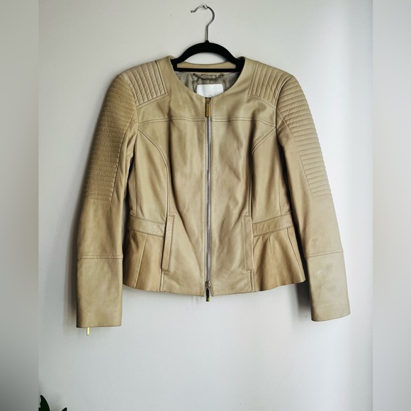 Hugo Boss cream leather jacket Size 6 - Picture 2 of 7